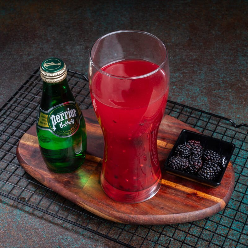 Blackberry Fruit Lemonade in Perrier with Fruit Pulp