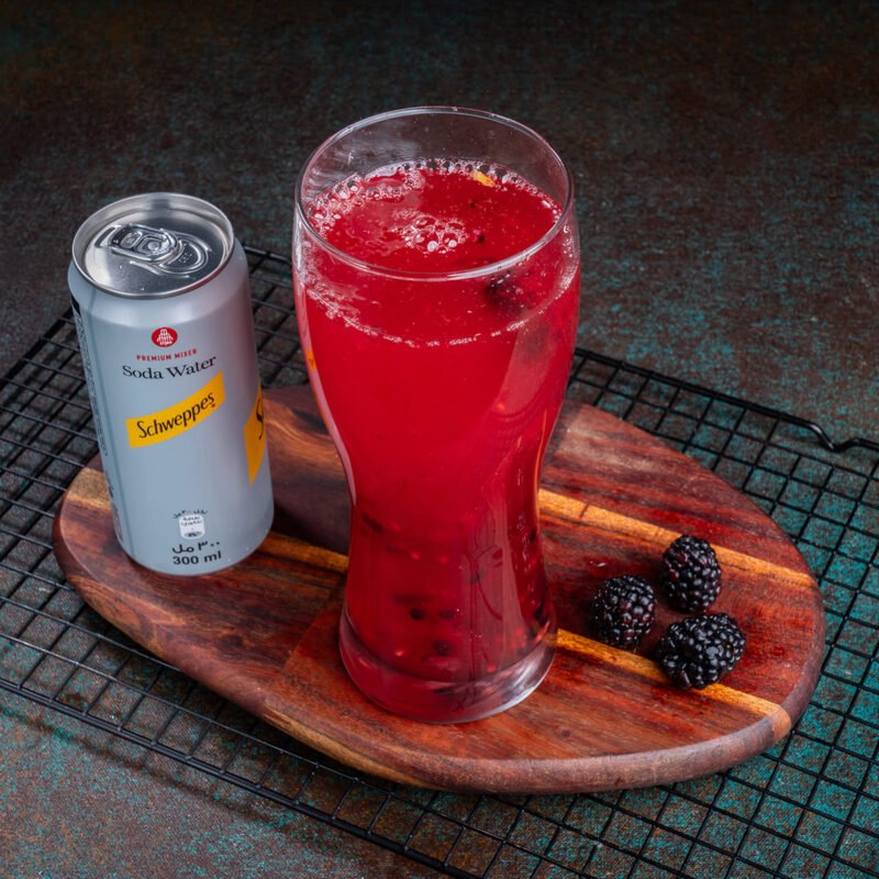 Blackberry Fruit Lemonade in Schweppes with Fruit Pulp