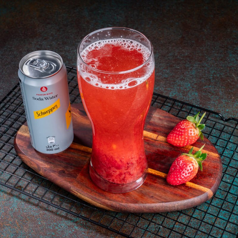 Strawerry Fruit Lemonade in Schweppes with Fruit Pulp